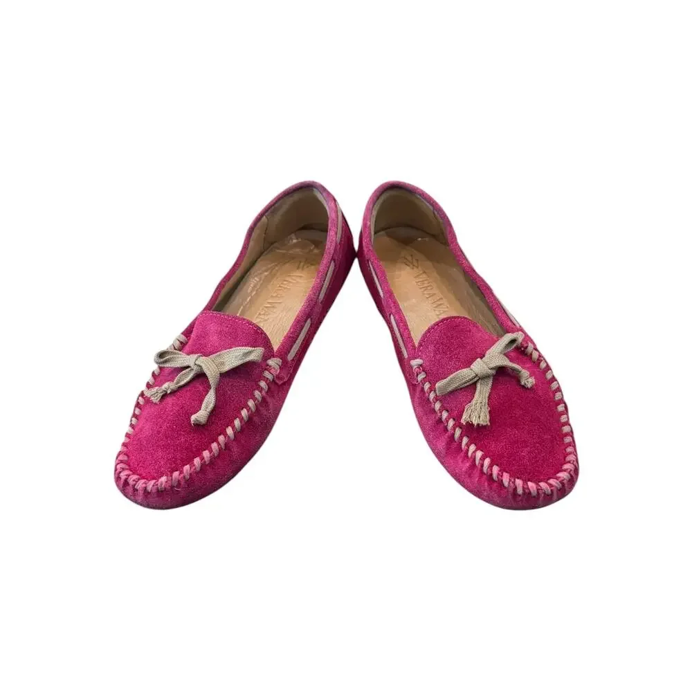 Vera Wang Dorian Pink Suede Moccasin Loafers Driving Shoes 8M EU 39